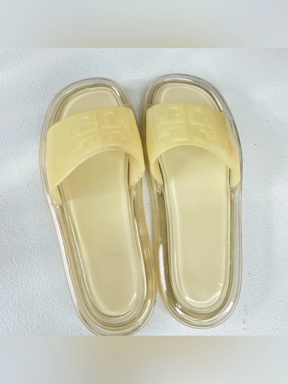 Tory Burch Womens Bubble Jelly Logo Slide Jelly Sandals Ivory Size 7B